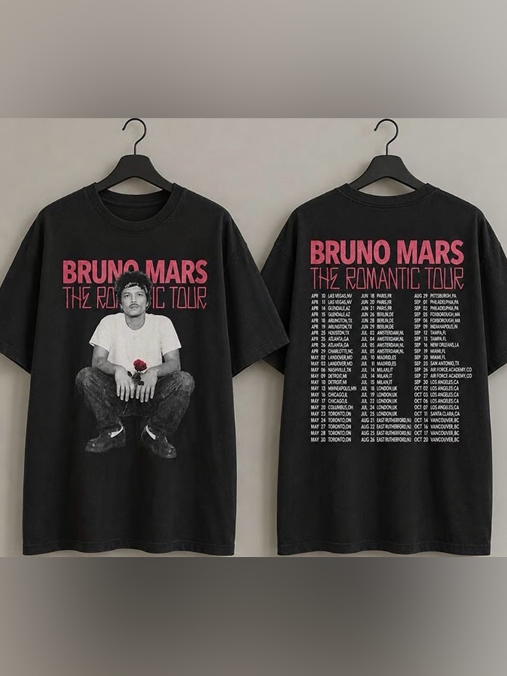 Bruno Mars The Romantic Tour 2026 T-Shirt, Music Concert Graphic T-Shirt